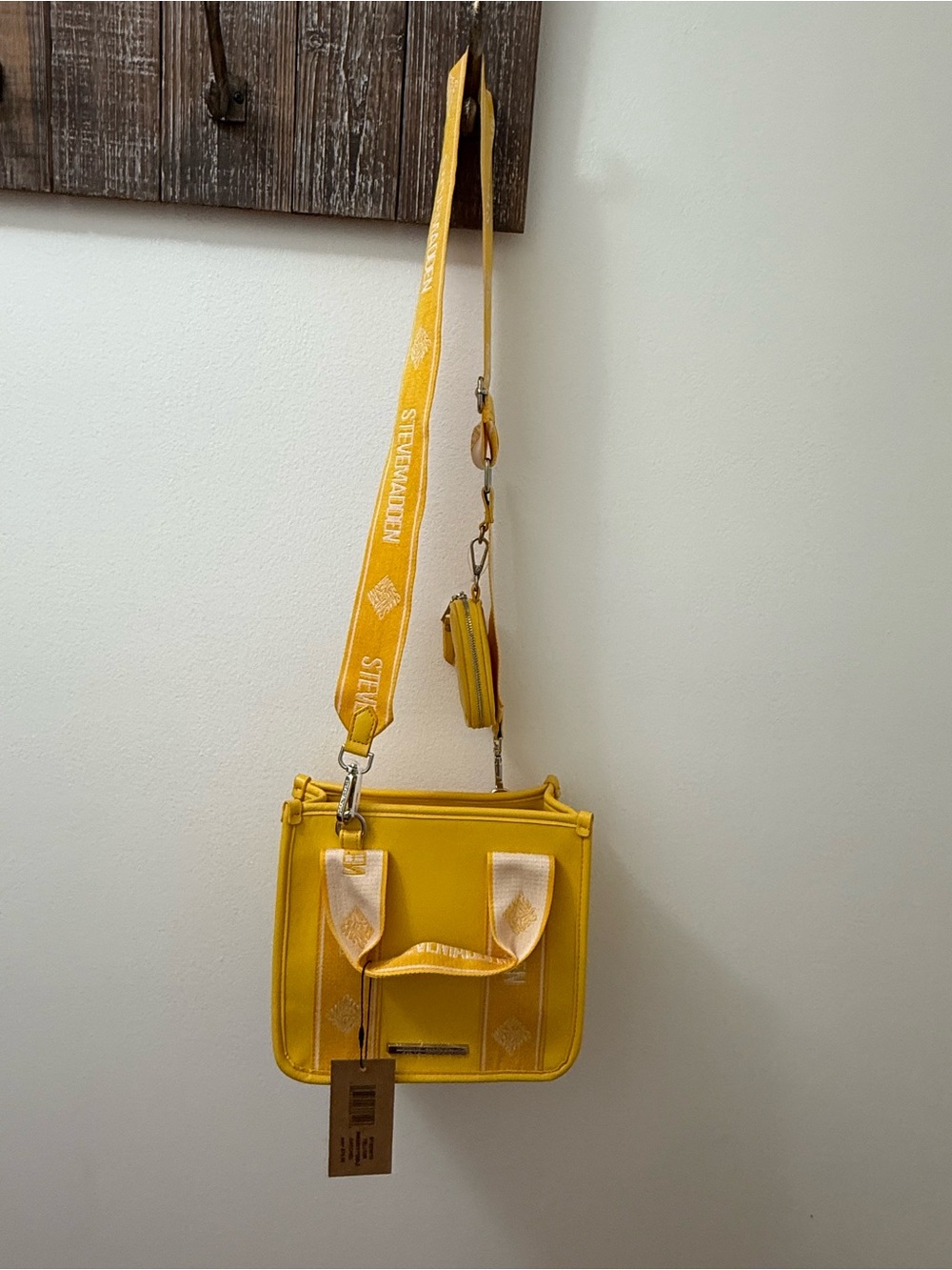 Steve Madden NWT Bwebberp Mini Crossbody Tote Bag with Coin Pouch - Mustard Yell - Picture 4 of 13
